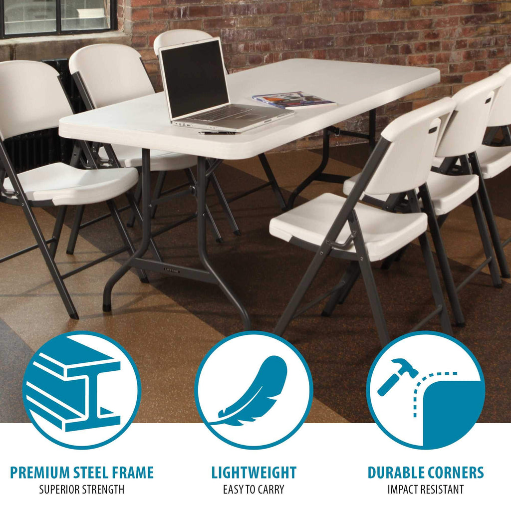 White 6 Feet Folding Utility Table Pack of 4 O346