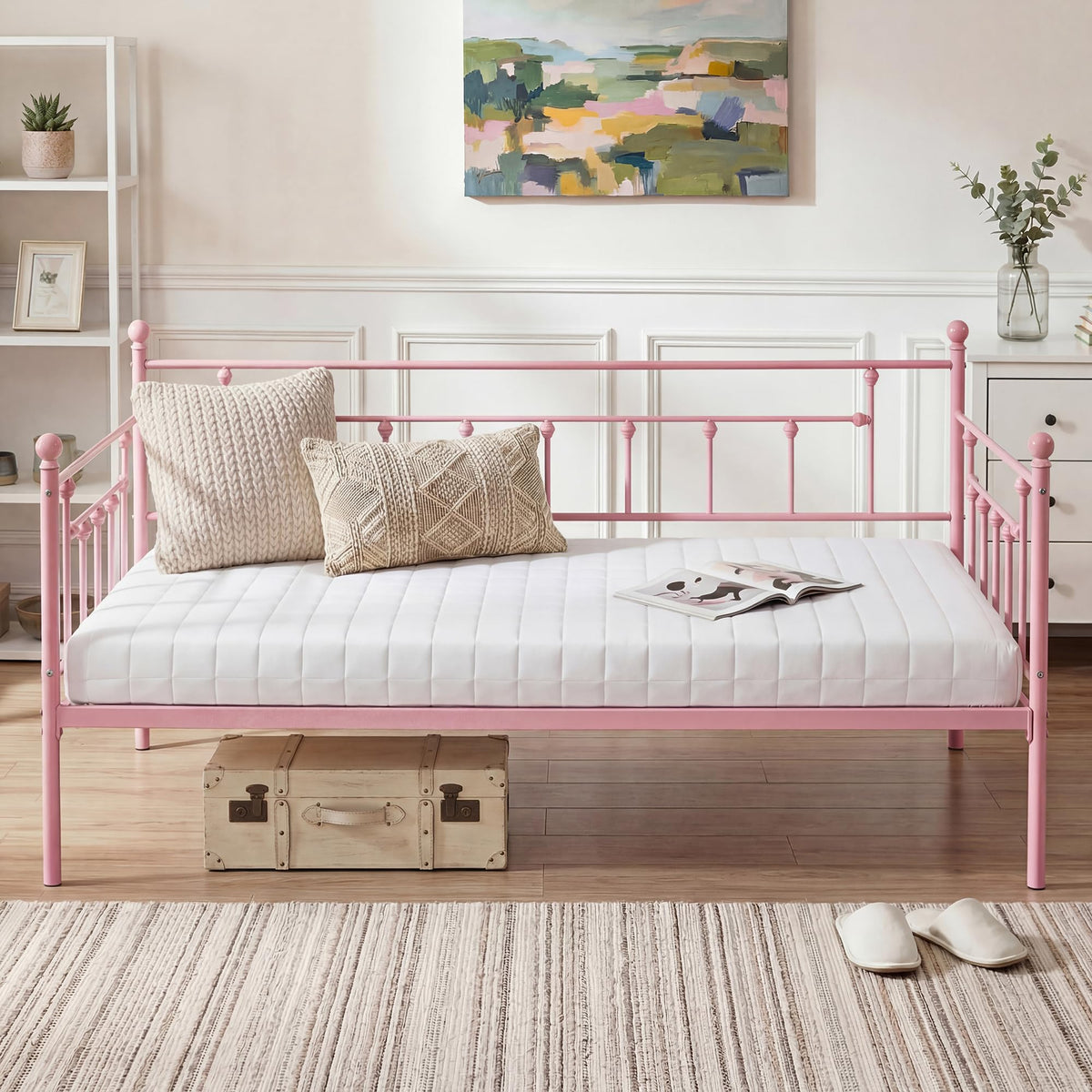 Twin Size Metal Daybed Frame with Headboard P7193