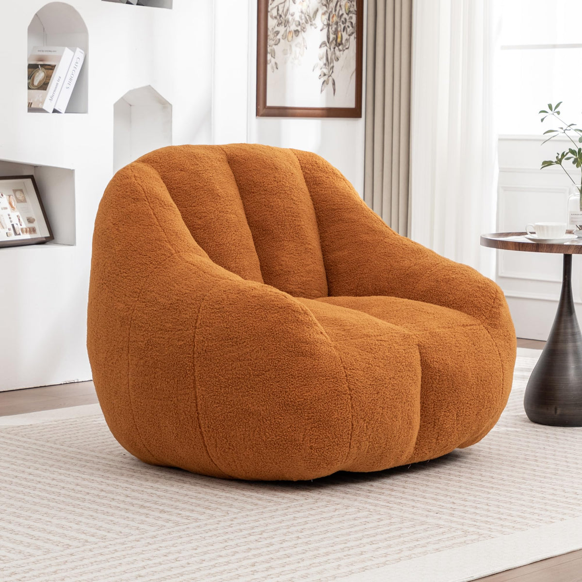 Yellow Faux-Fur Beanbag Sofa with Armrests S515642