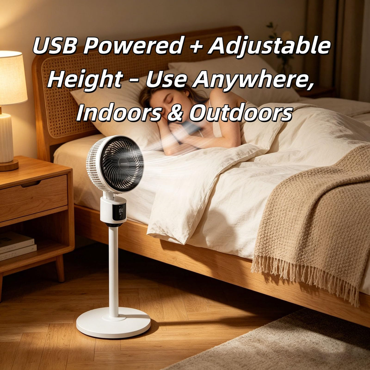 Standing Fan with Remote, 90° Oscillating, 3 Speeds, Adjustable Height, Gray Q243
