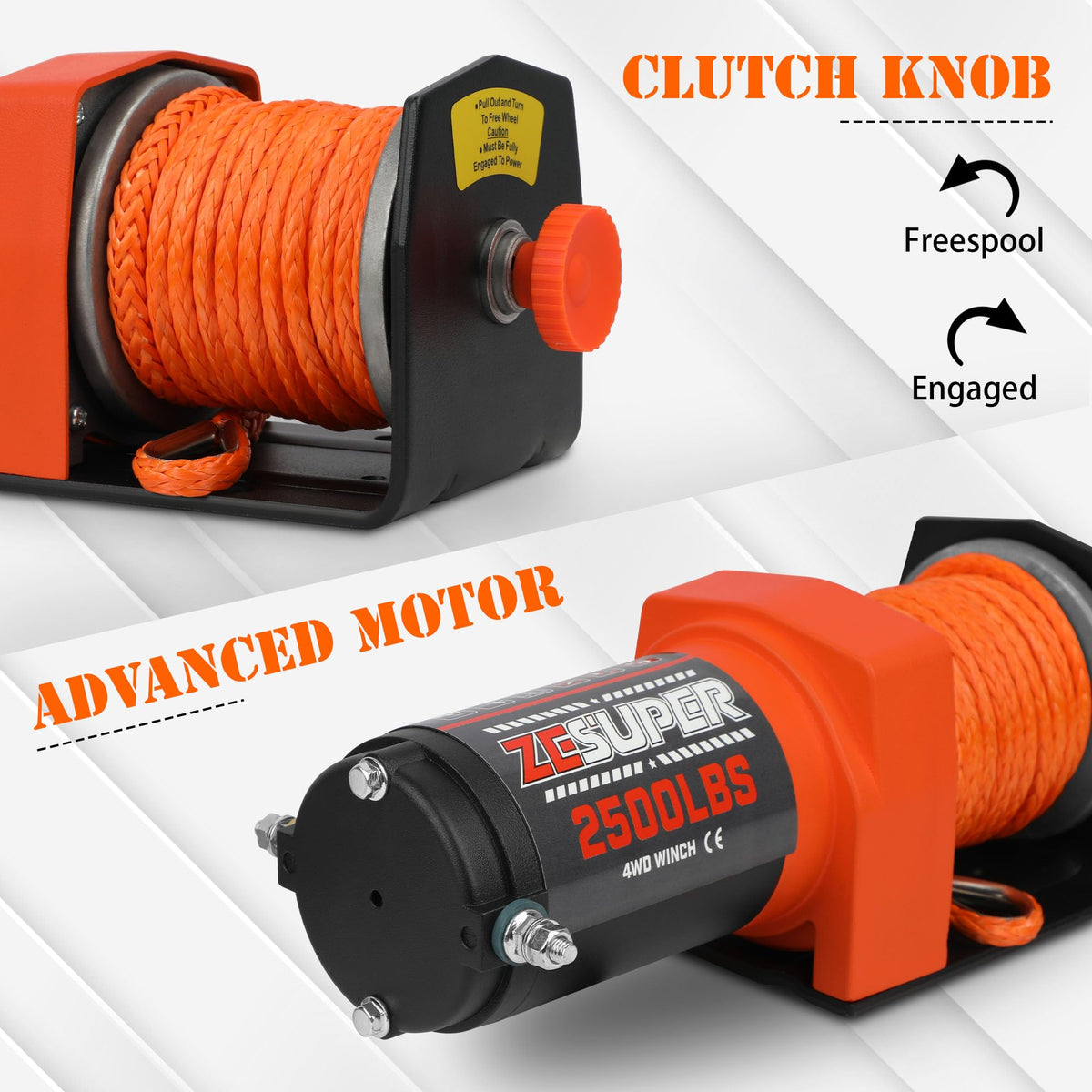 2500 lb Electric Winch 30ft Synthetic Rope 12V DC B229853