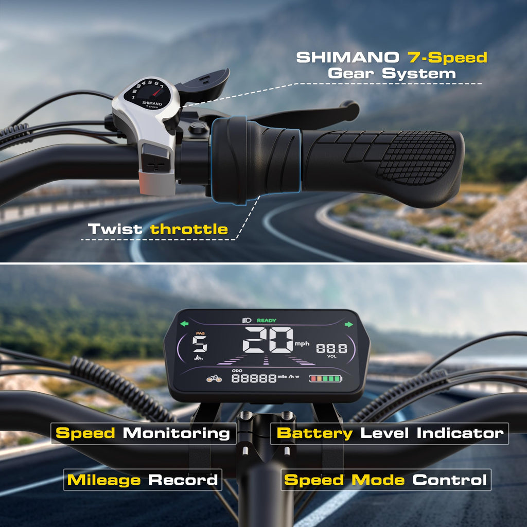 1000W Peak Motor 60+ Miles Fat Tire Electric Bike G9261