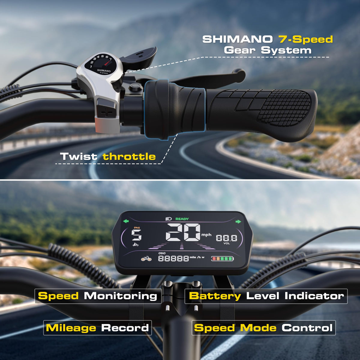 1000W Peak Motor 60+ Miles Fat Tire Electric Bike G9261