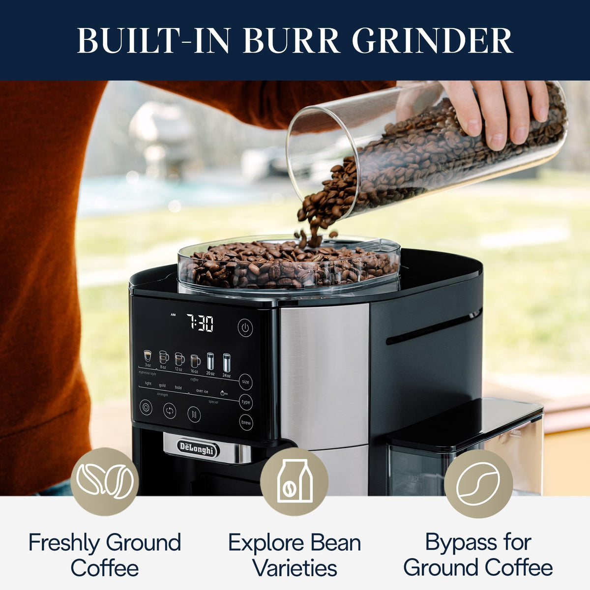 Drip Coffee Maker with Built-In Grinder W812