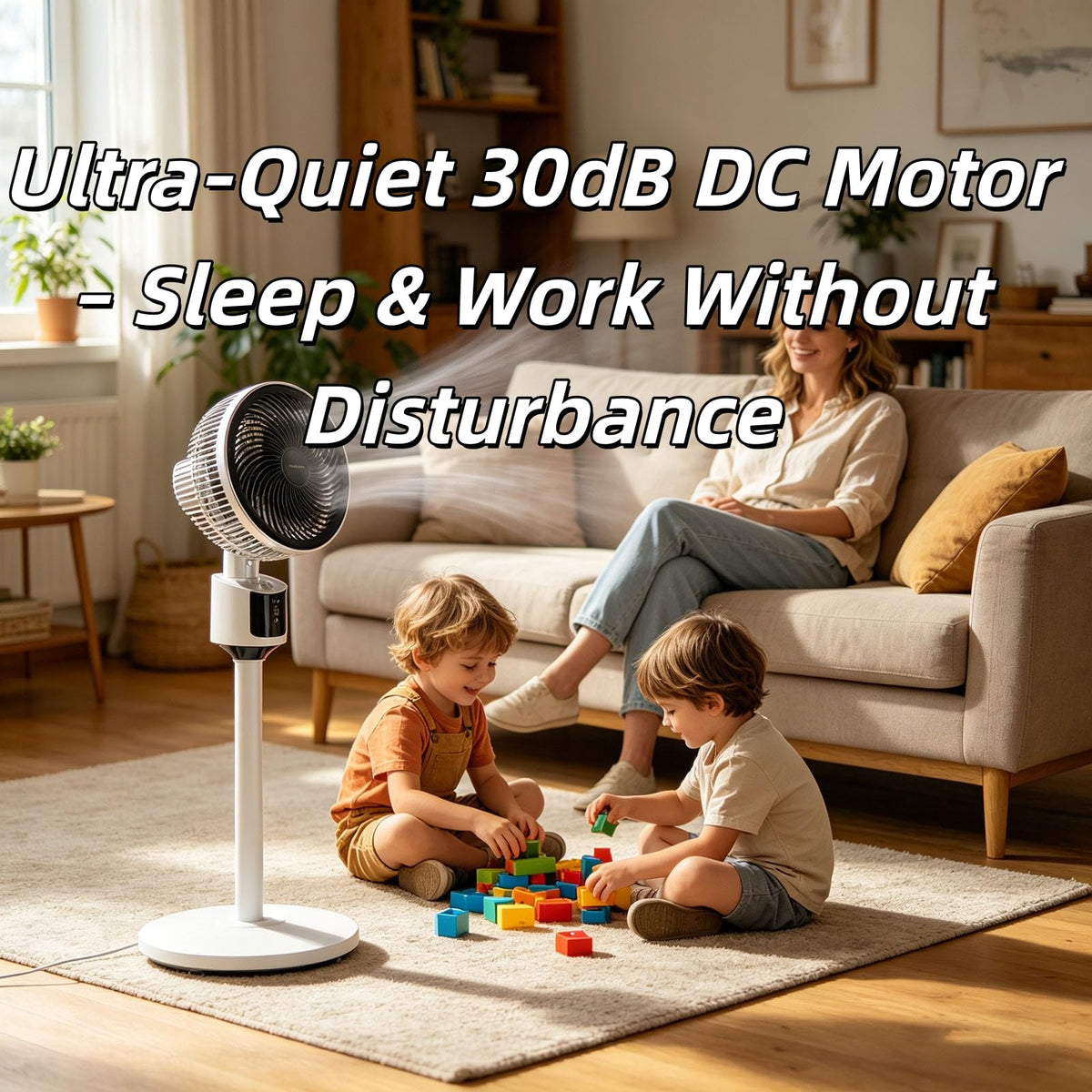 Standing Fan with Remote, 90° Oscillating, 3 Speeds, Adjustable Height, Gray Q243
