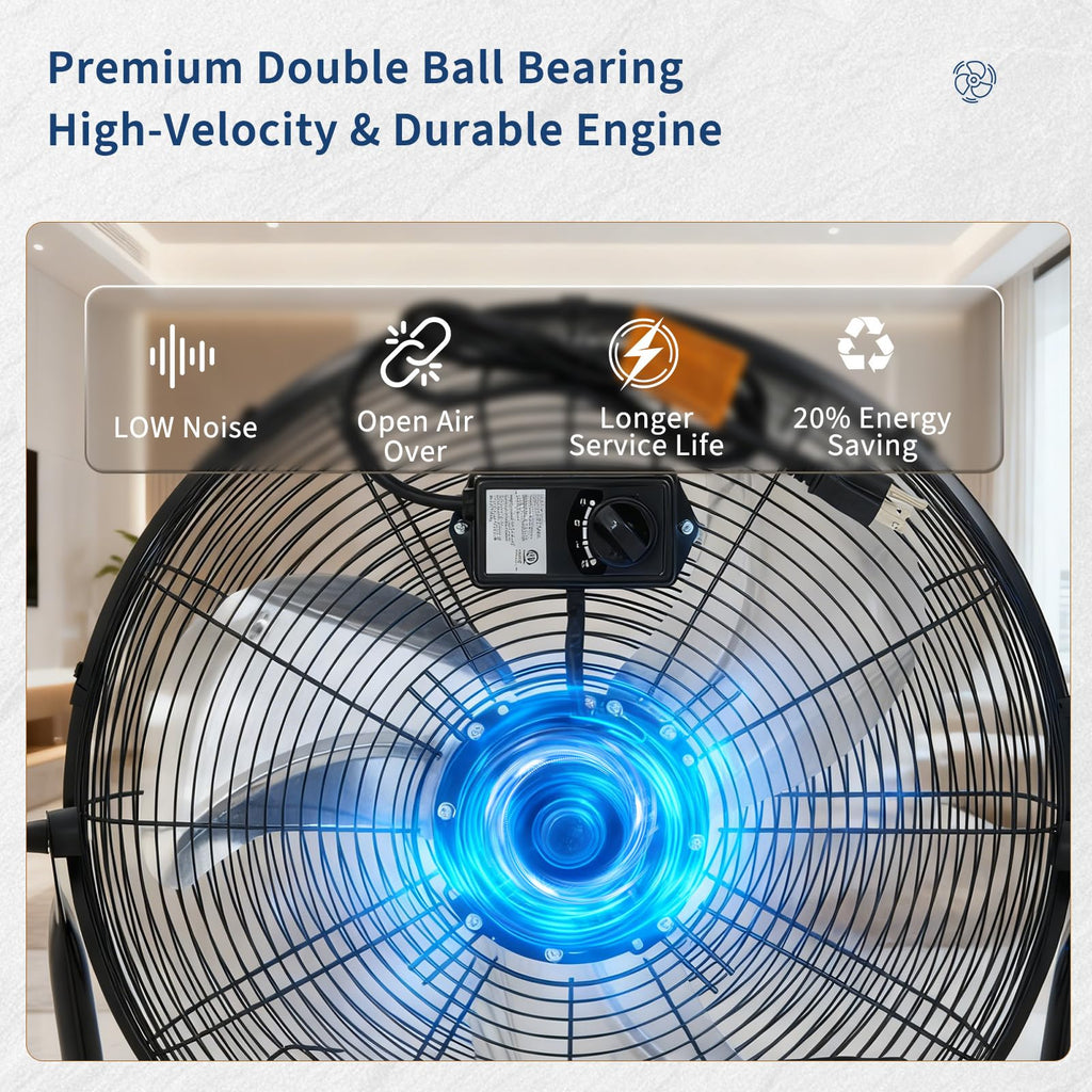 20 Inch 3 Speeds High Velocity Metal Floor Fan N1460