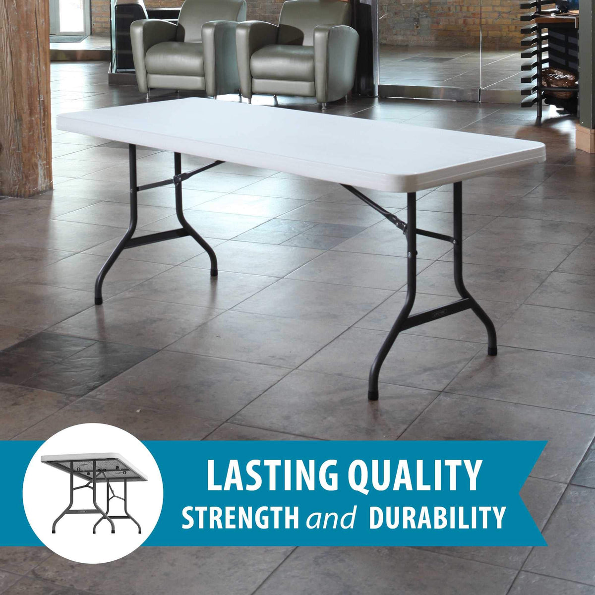 White 6 Feet Folding Utility Table Pack of 4 O346