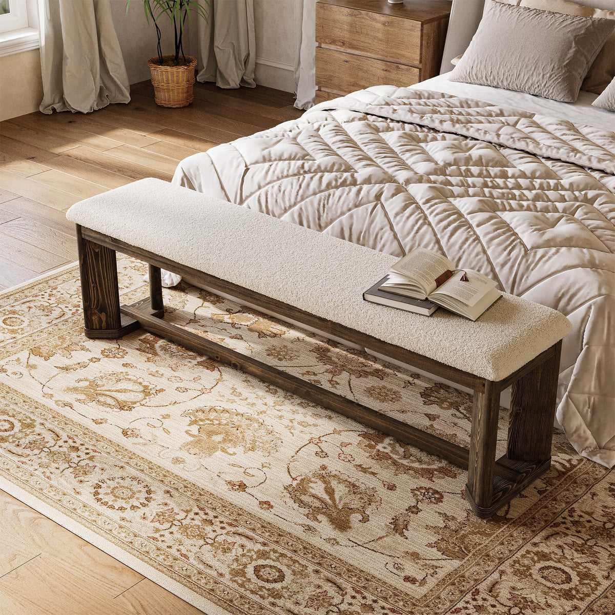 Upholstered Bench with Cushion T7360