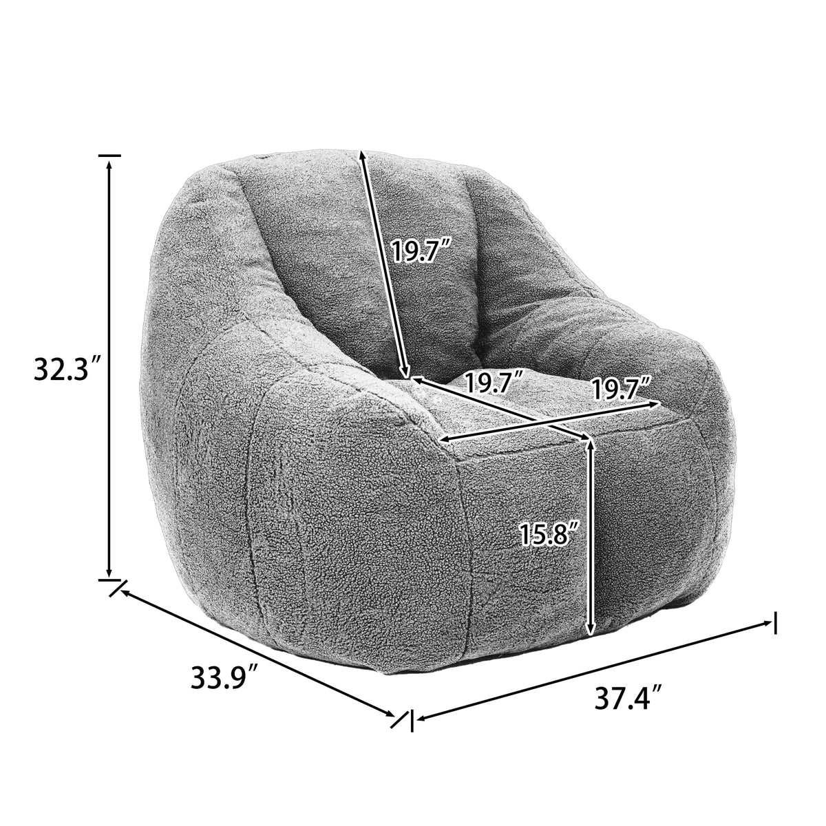 Yellow Faux-Fur Beanbag Sofa with Armrests S515642