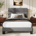 Twin Size Dark Grey Upholstered Fabric Bed Frame N791