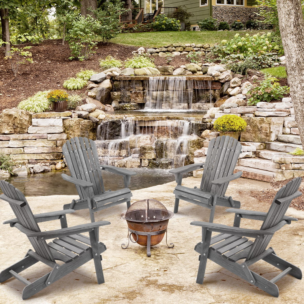 Wooden Folding Adirondack Chairs Set of 2 Solid Cedar Q2796