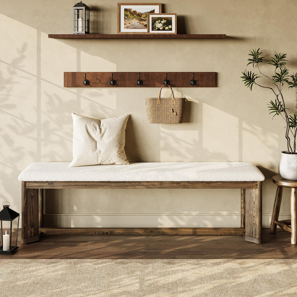 Upholstered Bench with Cushion T7360