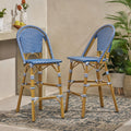 Teal Blue Rattan Counter Height Bar Stools Set of 2 I9458