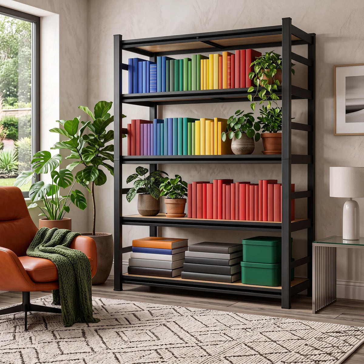 5 Tier Adjustable Wooden Bookshelf S494