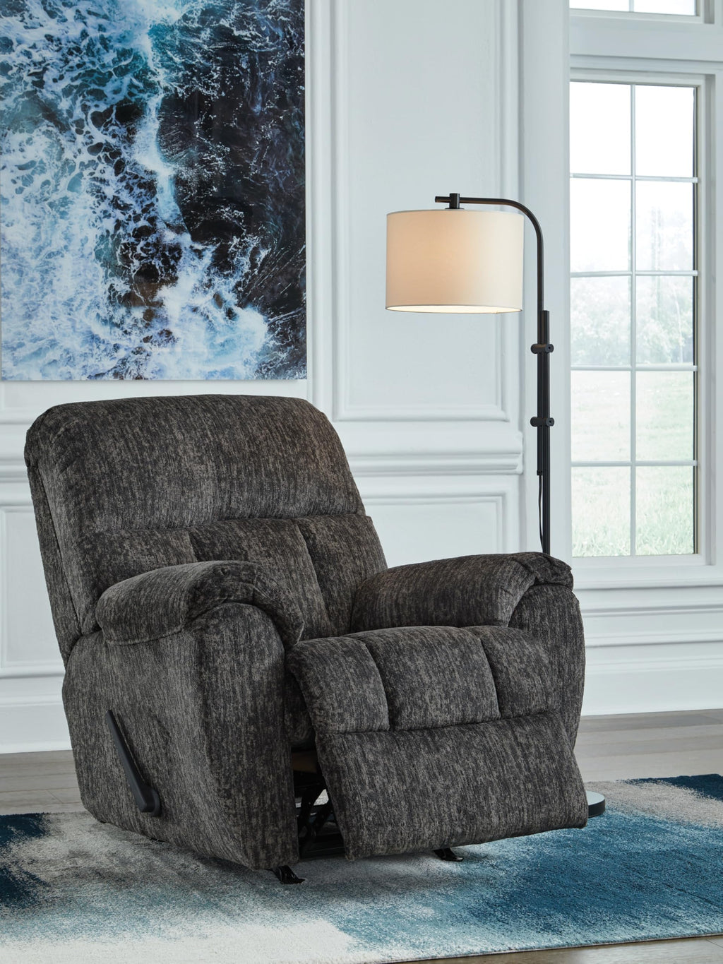 Gray Chenille Rocker Recliner Chair V7311