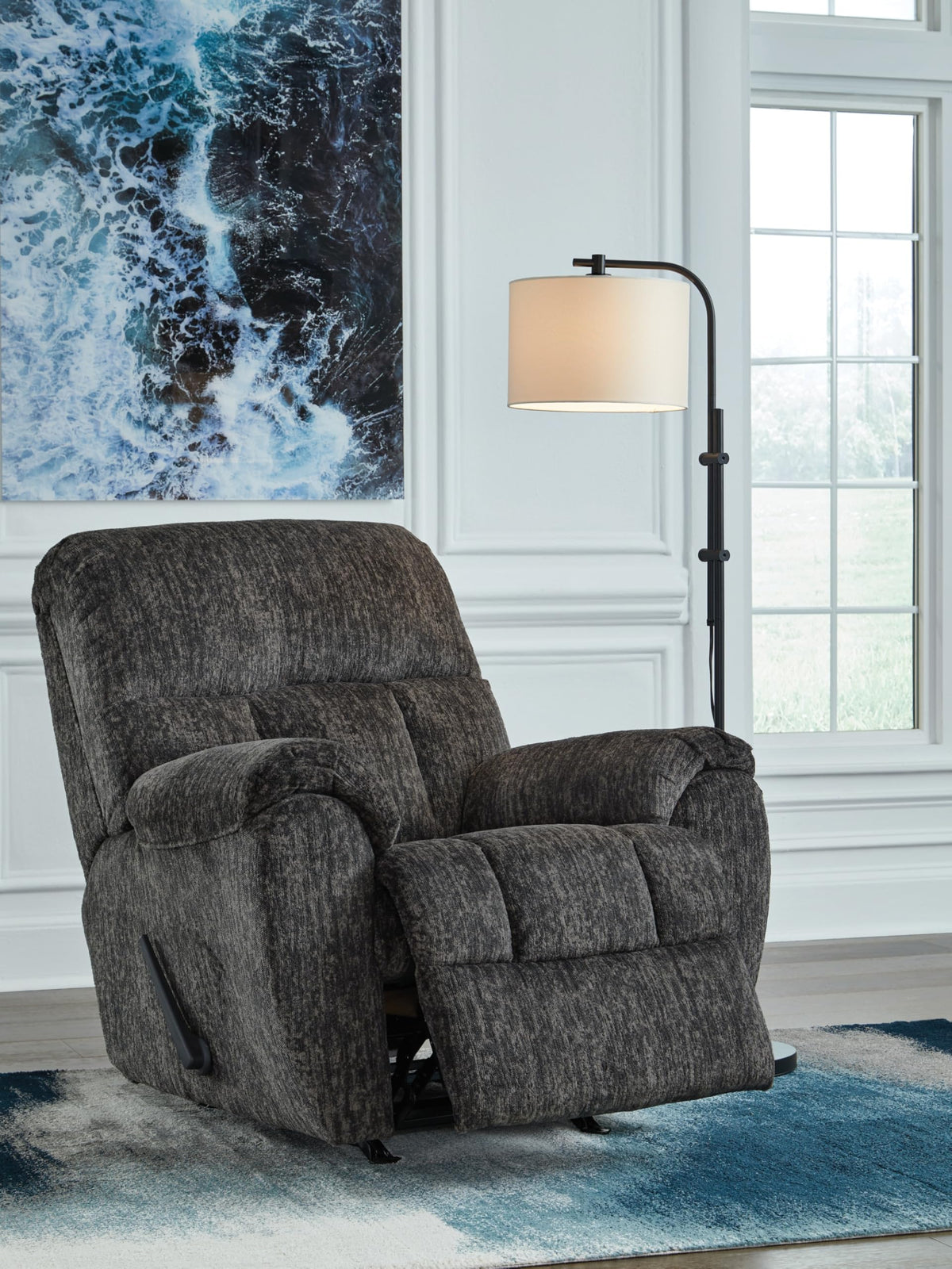 Gray Chenille Rocker Recliner Chair V7311
