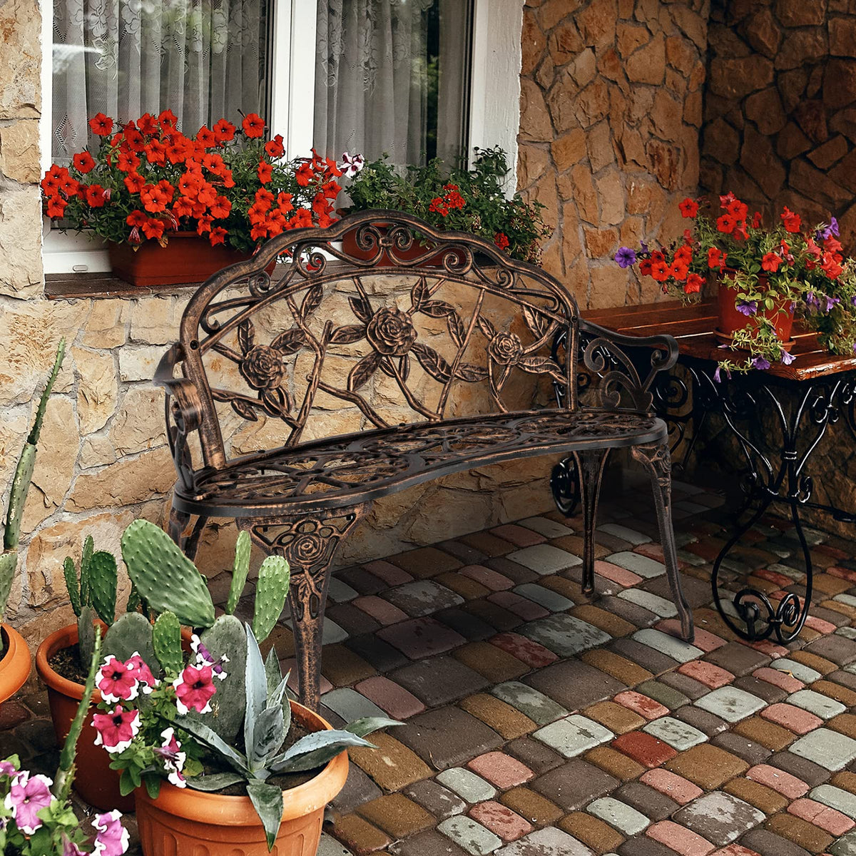 2 Seater Cast Iron Cast Aluminium Garden Bench M36820