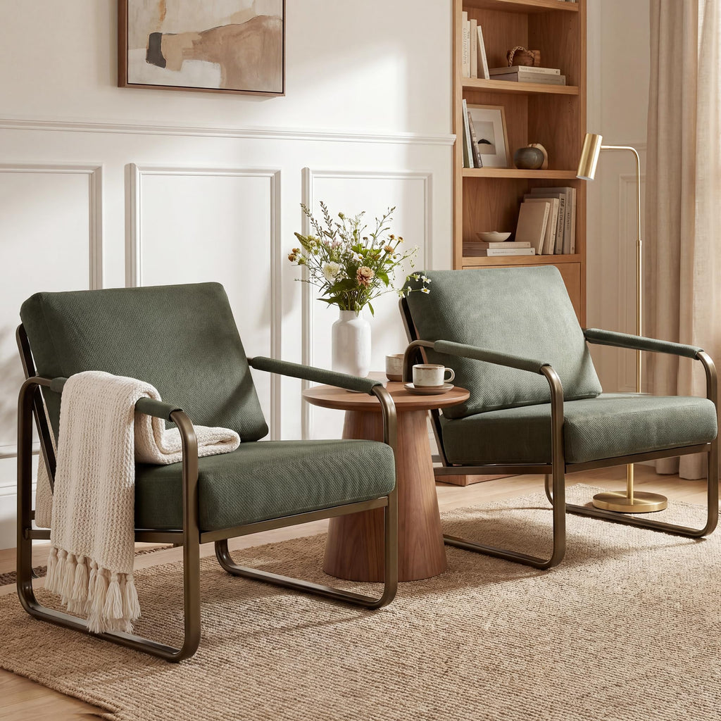 Set of 2 Green Fabric Accent Chair G412511