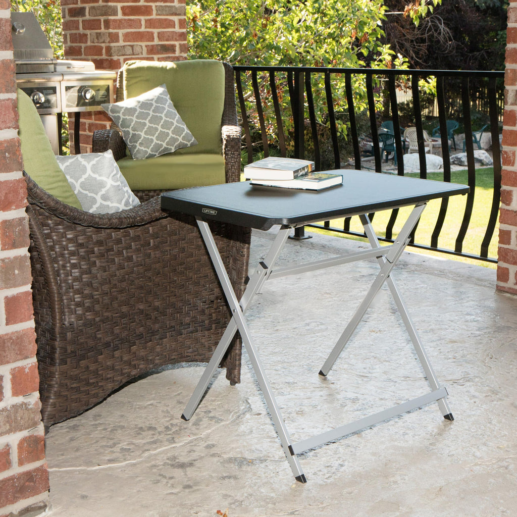 Small Folding Table, Portable Plastic Black 30 Inch N18127