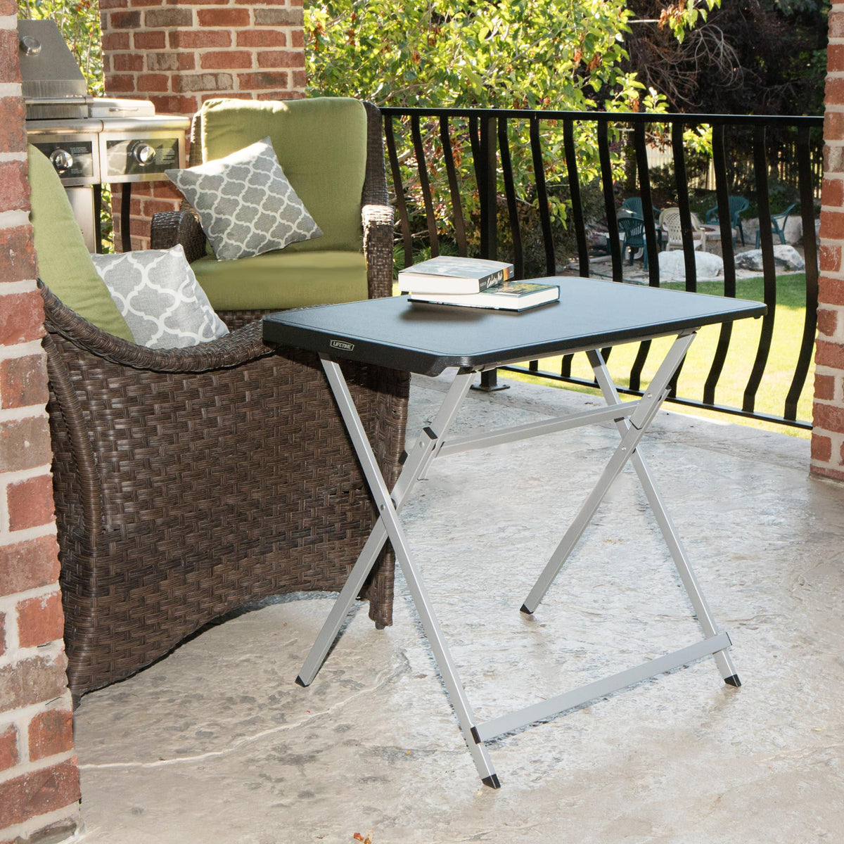 Small Folding Table, Portable Plastic Black 30 Inch N18127