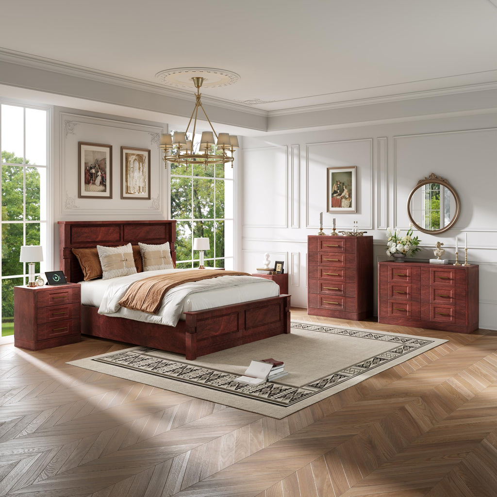 Walnut Nightstand with Charger Station R894