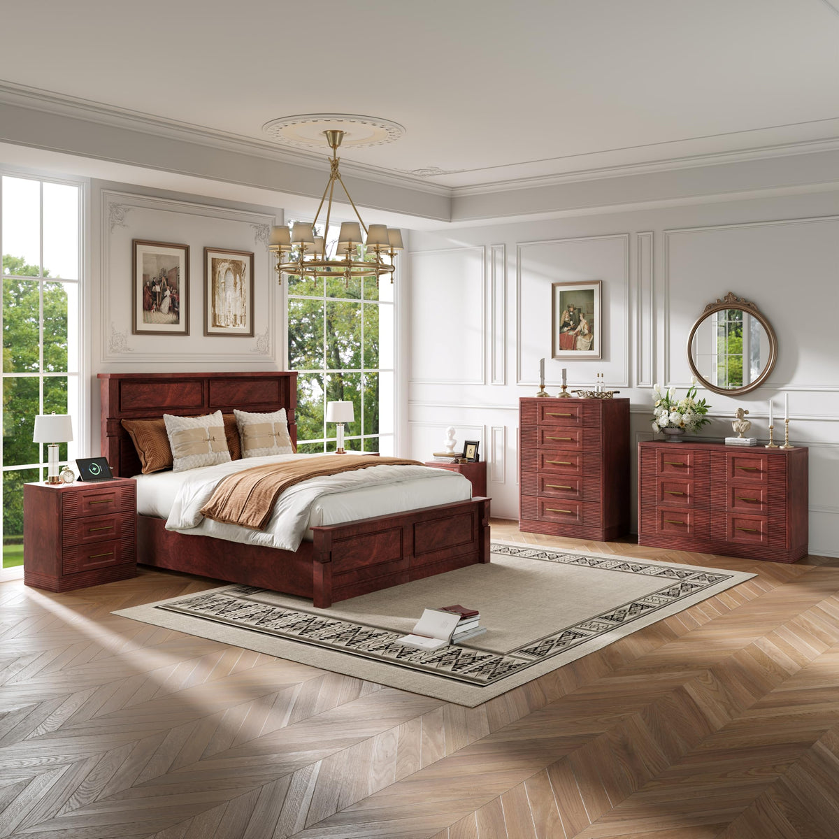 Walnut Nightstand with Charger Station R894